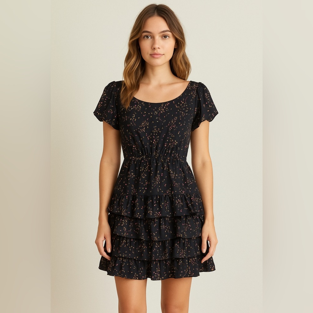 Floral cottage core vibes Black Juicy Couture Dress sz 6